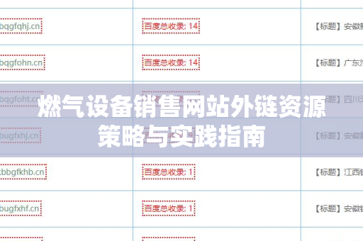 燃气设备销售网站外链资源策略与实践指南