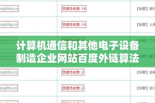 计算机通信和其他电子设备制造企业网站百度外链算法的深入解析与应用
