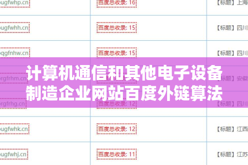 计算机通信和其他电子设备制造企业网站百度外链算法的深入解析与应用