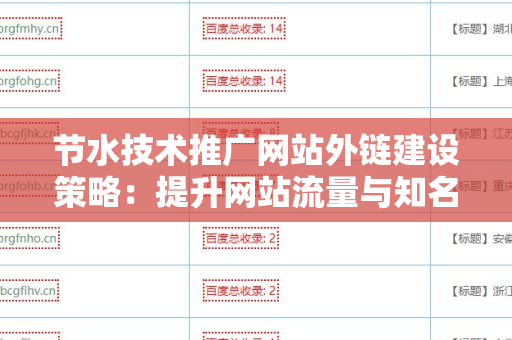 节水技术推广网站外链建设策略：提升网站流量与知名度的有效方法