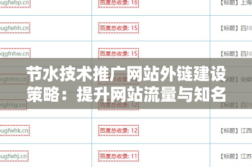 节水技术推广网站外链建设策略：提升网站流量与知名度的有效方法