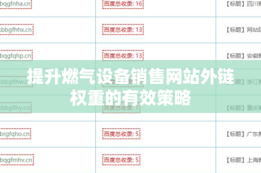 提升燃气设备销售网站外链权重的有效策略
