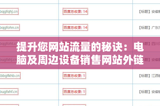 提升您网站流量的秘诀：电脑及周边设备销售网站外链建设策略