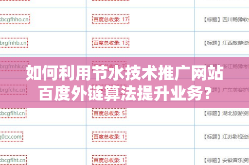 如何利用节水技术推广网站百度外链算法提升业务？