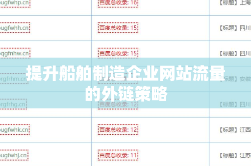 提升船舶制造企业网站流量的外链策略