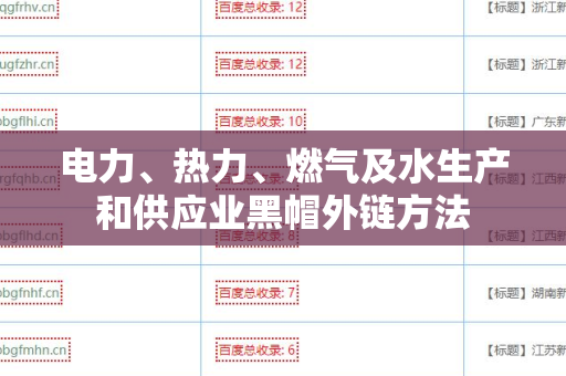 电力、热力、燃气及水生产和供应业黑帽外链方法