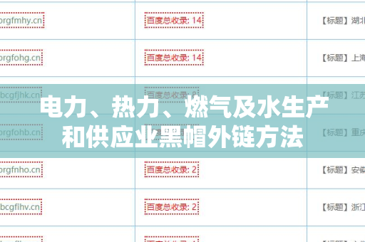 电力、热力、燃气及水生产和供应业黑帽外链方法