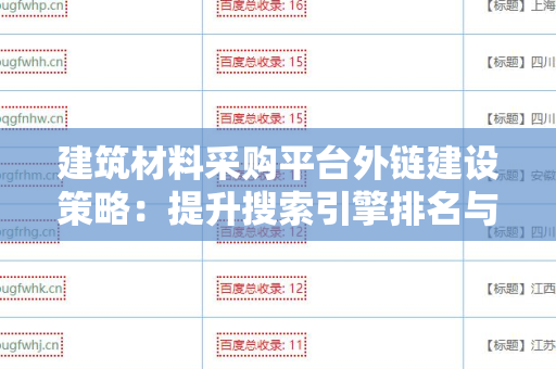 建筑材料采购平台外链建设策略：提升搜索引擎排名与流量的方法