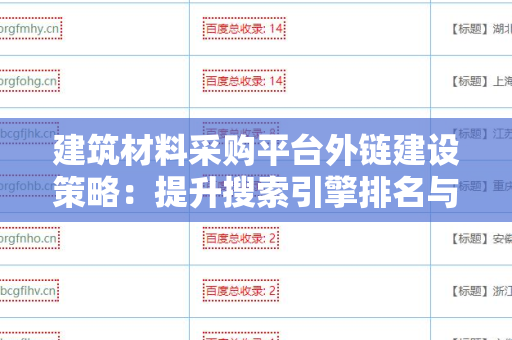 建筑材料采购平台外链建设策略：提升搜索引擎排名与流量的方法