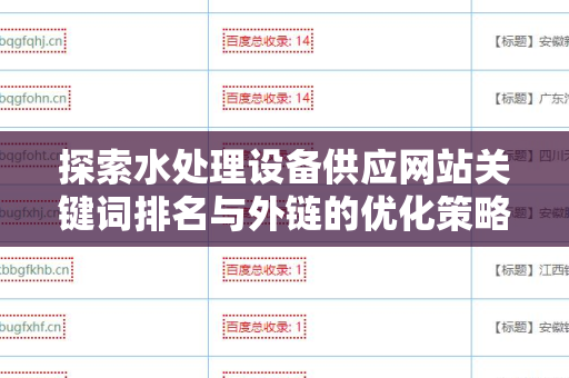 探索水处理设备供应网站关键词排名与外链的优化策略