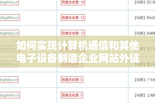 如何实现计算机通信和其他电子设备制造企业网站外链权重提升