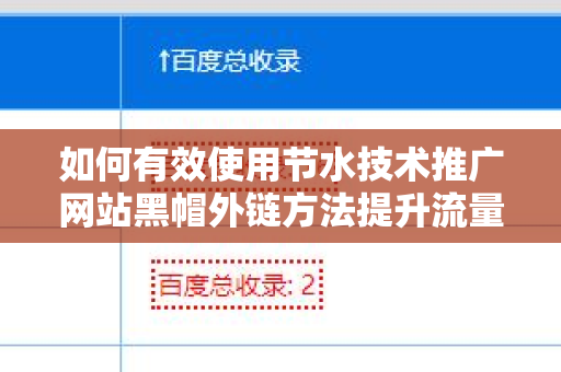 如何有效使用节水技术推广网站黑帽外链方法提升流量