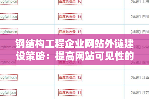 钢结构工程企业网站外链建设策略：提高网站可见性的最佳实践
