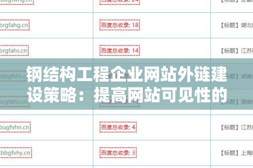 钢结构工程企业网站外链建设策略：提高网站可见性的最佳实践