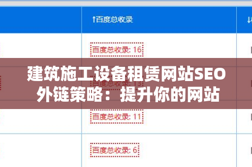 建筑施工设备租赁网站SEO 外链策略：提升你的网站可见度