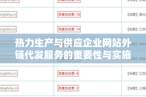 热力生产与供应企业网站外链代发服务的重要性与实施策略