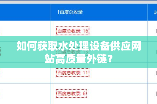 如何获取水处理设备供应网站高质量外链？
