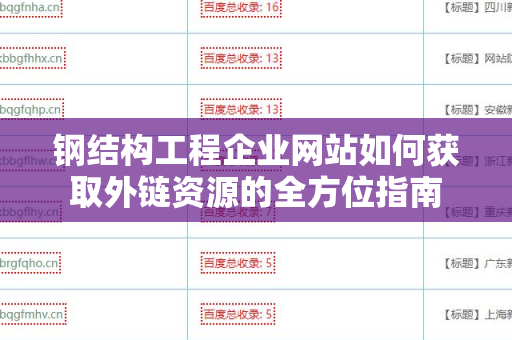 钢结构工程企业网站如何获取外链资源的全方位指南