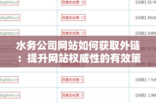 水务公司网站如何获取外链：提升网站权威性的有效策略