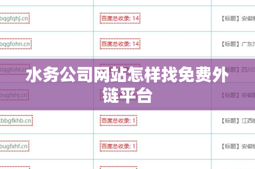 水务公司网站怎样找免费外链平台
