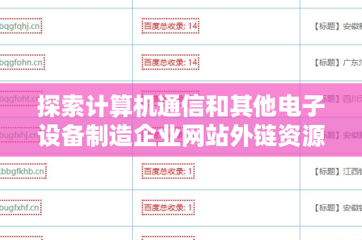 探索计算机通信和其他电子设备制造企业网站外链资源的战略