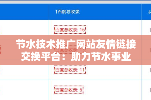 节水技术推广网站友情链接交换平台：助力节水事业