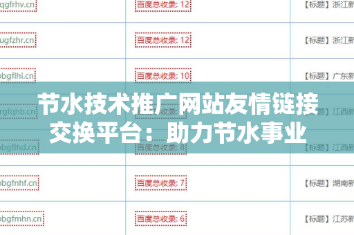 节水技术推广网站友情链接交换平台：助力节水事业