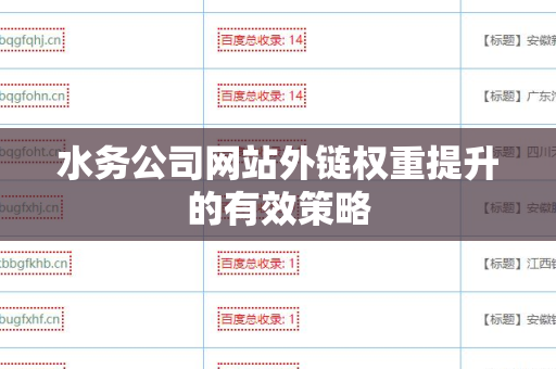 水务公司网站外链权重提升的有效策略