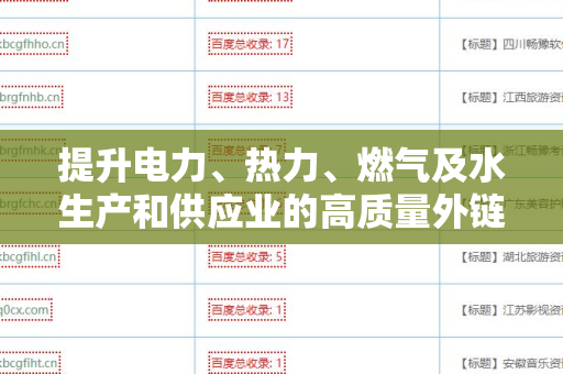 提升电力、热力、燃气及水生产和供应业的高质量外链策略