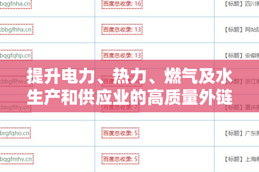 提升电力、热力、燃气及水生产和供应业的高质量外链策略