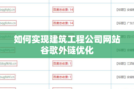 如何实现建筑工程公司网站谷歌外链优化
