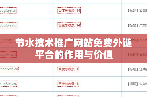 节水技术推广网站免费外链平台的作用与价值