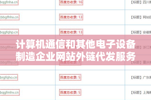 计算机通信和其他电子设备制造企业网站外链代发服务