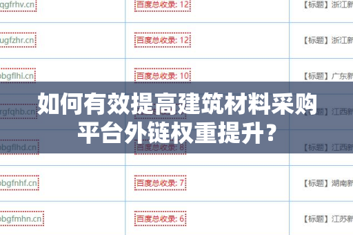 如何有效提高建筑材料采购平台外链权重提升？