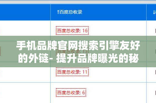 手机品牌官网搜索引擎友好的外链- 提升品牌曝光的秘诀