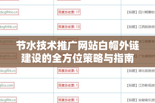 节水技术推广网站白帽外链建设的全方位策略与指南
