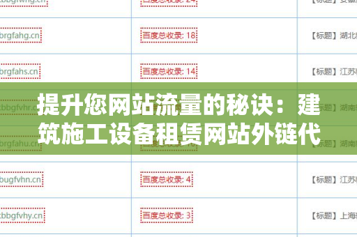 提升您网站流量的秘诀：建筑施工设备租赁网站外链代发服务