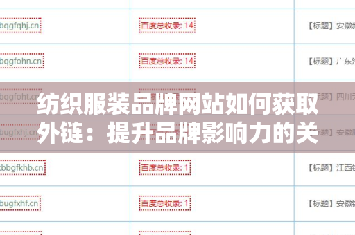 纺织服装品牌网站如何获取外链：提升品牌影响力的关键策略