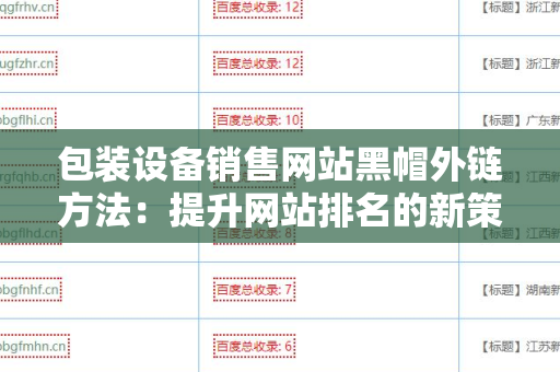 包装设备销售网站黑帽外链方法：提升网站排名的新策略