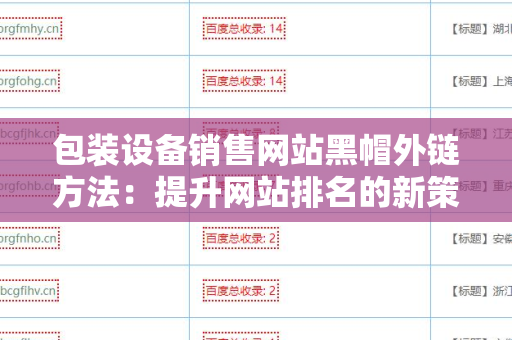 包装设备销售网站黑帽外链方法：提升网站排名的新策略