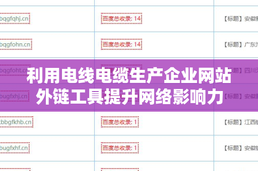 利用电线电缆生产企业网站外链工具提升网络影响力