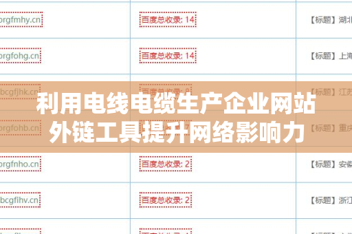 利用电线电缆生产企业网站外链工具提升网络影响力