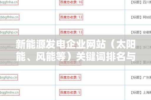 新能源发电企业网站（太阳能、风能等）关键词排名与外链