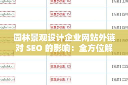 园林景观设计企业网站外链对 SEO 的影响：全方位解析