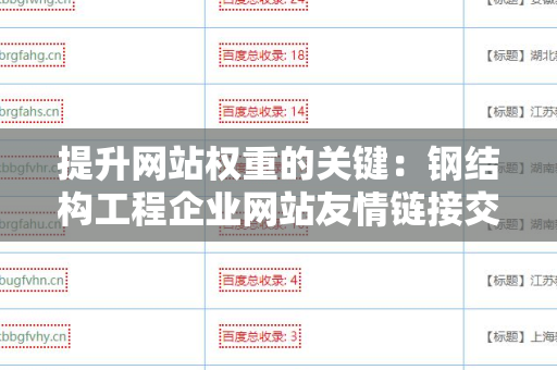 提升网站权重的关键：钢结构工程企业网站友情链接交换平台