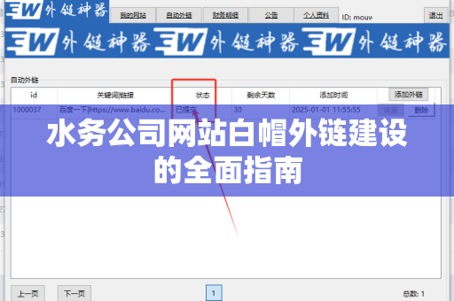 水务公司网站白帽外链建设的全面指南