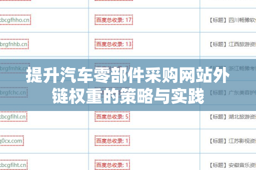 提升汽车零部件采购网站外链权重的策略与实践