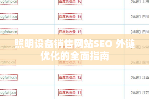 照明设备销售网站SEO 外链优化的全面指南
