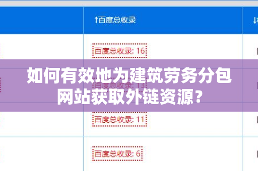 如何有效地为建筑劳务分包网站获取外链资源？