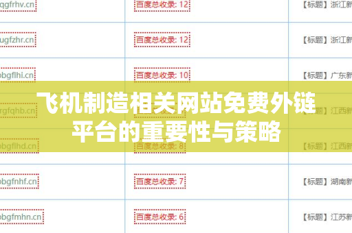 飞机制造相关网站免费外链平台的重要性与策略